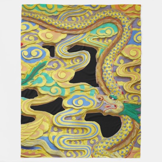 金龍が市門を守る フリースブランケット (正面)