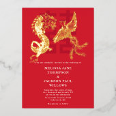 金龍と鳳凰の中国風結婚式 箔招待状 (正面)