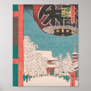 金龍山雪景ヴィンテージ浮世絵 ポスター