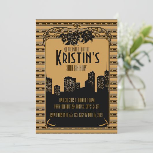 金20年代アールデコのパーティの招待状 招待状 (スタンド正面)