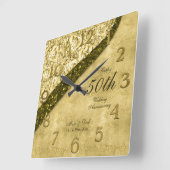 金50周年記念結婚記念 スクエア壁時計 (傾斜)