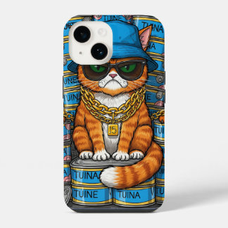金+チェーンを身に着けた+おこった+猫 iPhone 14ケース