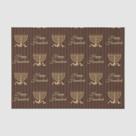 金（ユダヤ教）メノラーの幸せなハヌカーの縦ストライプ 薄葉紙