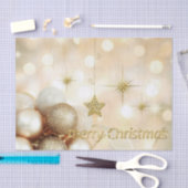 金《写真》ぼけ味のオーナメントの球及び星のクリスマス 薄葉紙 (クラフト)