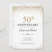 金 赤ワイン色 白 50周年記念結婚式 招待状 (正面)