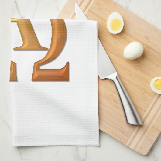 金"3D"初めと終わりの記号 キッチンタオル (四つ折り)