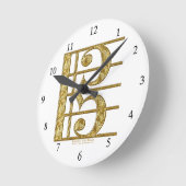 金ALTOクレフ、音符記号の時計 ラウンド壁時計 (傾斜)