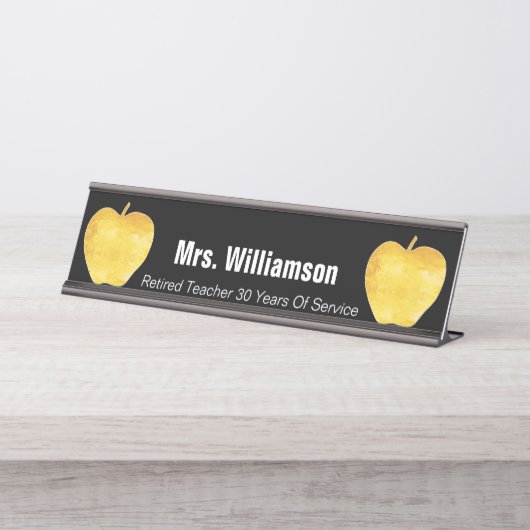 金Appleの退職したな先生の感謝の感謝 デスクネームプレート (正面)