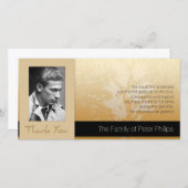 金Asphodelフレームの写真の悔やみや弔慰は2感謝していしています サンキューカード (正面/裏面)