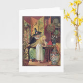 金cのゲルダの毛をとかしている古い魔法使い カード (黄色い花)