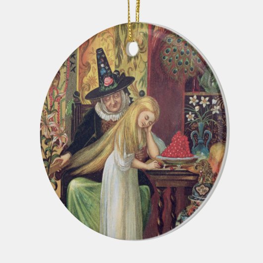 金cのゲルダの毛をとかしている古い魔法使い セラミックオーナメント (左)