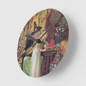 金cのゲルダの毛をとかしている古い魔法使い ラウンド壁時計 (傾斜)