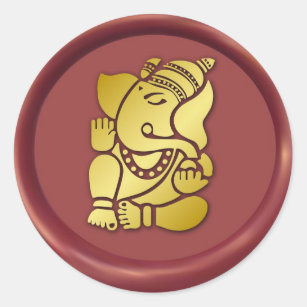 金Ganeshaのワックスのシールのデザイン ラウンドシール