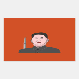 金Jong国連及び核弾頭ミサイル 長方形シール