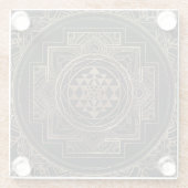 金Sri Yantra/はすのSriのチャクラ ガラスコースター (裏面)