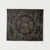 金Sri Yantra/はすのSriのチャクラ タペストリー (正面(横))