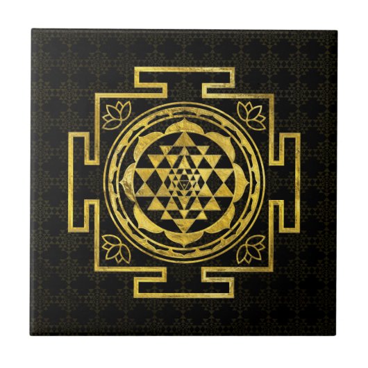 金Sri Yantra/Sriのチャクラ タイル (正面)