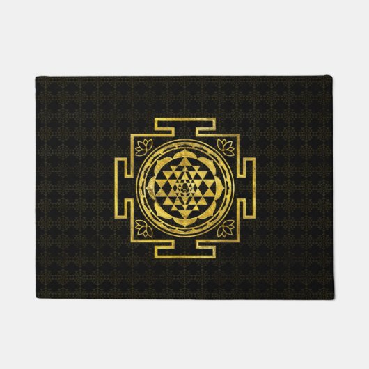 金Sri Yantra/Sriのチャクラ ドアマット (正面)