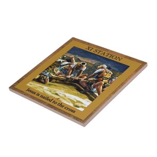 釘付けされる15イエス・キリストの十字架の道#11 タイル (側面)