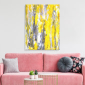 「釘付け」グレーと黄色の抽象芸術アート キャンバスプリント (インサイチュ (リビング))