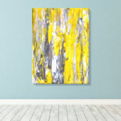 「釘付け」グレーと黄色の抽象芸術アート キャンバスプリント (インサイチュ (ウッドフロア))