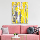 「釘付け」グレーと黄色の抽象芸術アート キャンバスプリント (インサイチュ (リビング))