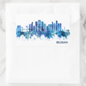 釜山韓国スカイラインブルー 長方形シール (バッグ)