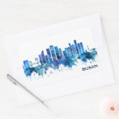 釜山韓国スカイラインブルー 長方形シール (封筒)