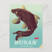 釜山韓国ヴィンテージスタイル旅行ポスター ポストカード (正面)