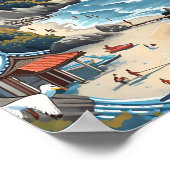 釜山韓国ヴィンテージ芸術旅行イラストレーション ポスター (角)