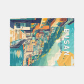 釜山韓国旅行芸術ヴィンテージ フリースブランケット (正面(横))