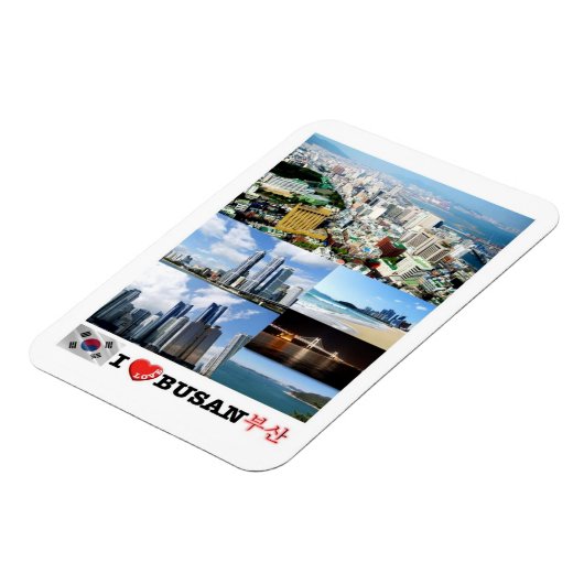 釜山 – 韓国 – I Love – マグネット (左側)