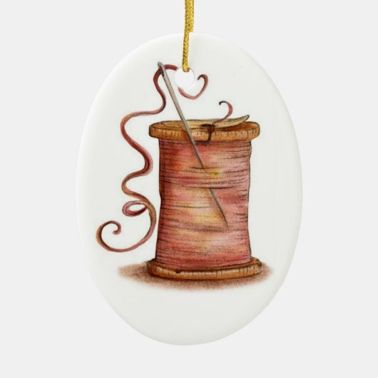 針および糸のオーナメント セラミックオーナメント (正面)