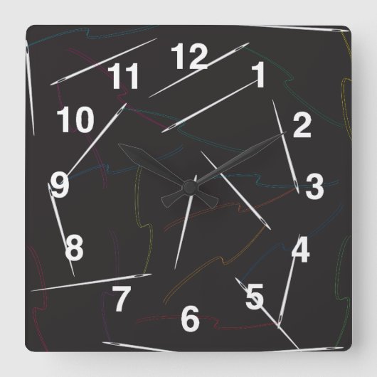 針および糸の裁縫の柱時計 スクエア壁時計 (正面)