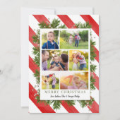 針とストライプ6枚 | クリスマスフォトカード シーズンカード (正面)