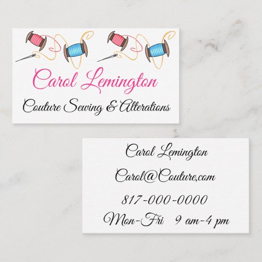 針と糸パーソナライズされた 名刺 (正面/裏面)