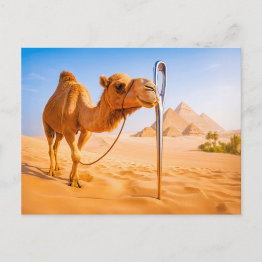 針の目を通して絞るラクダ シーズンポストカード (正面)