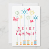 針の糸の蝶の工芸品クリスマスカード シーズンカード (正面)