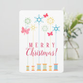 針の糸の蝶の工芸品クリスマスカード シーズンカード (スタンド正面)