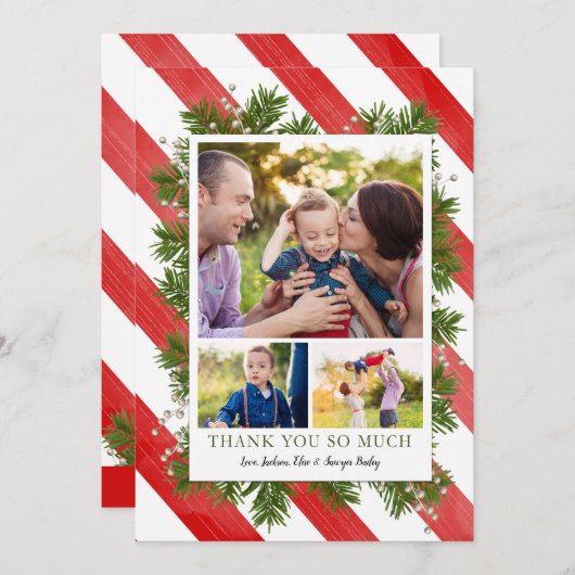 針は及び写真|が写真カード感謝していしている3つを縞で飾ります シーズンカード (正面/裏面)