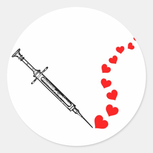 針ハート(黒) ラウンドシール (正面)