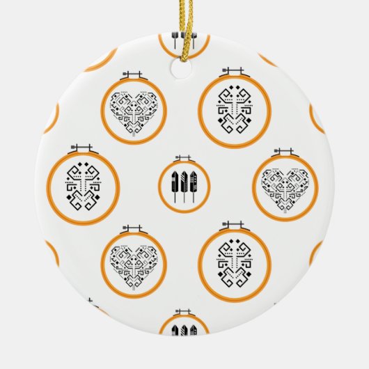 針刺し縫い枠 セラミックオーナメント (正面)