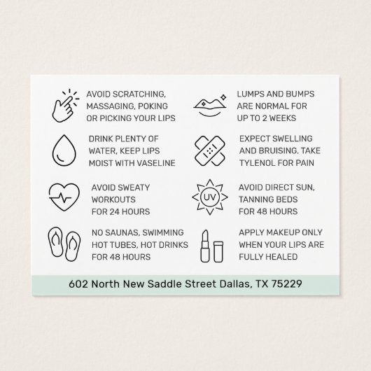 針唇充填エステティシャンアフターケアカード  (裏面)