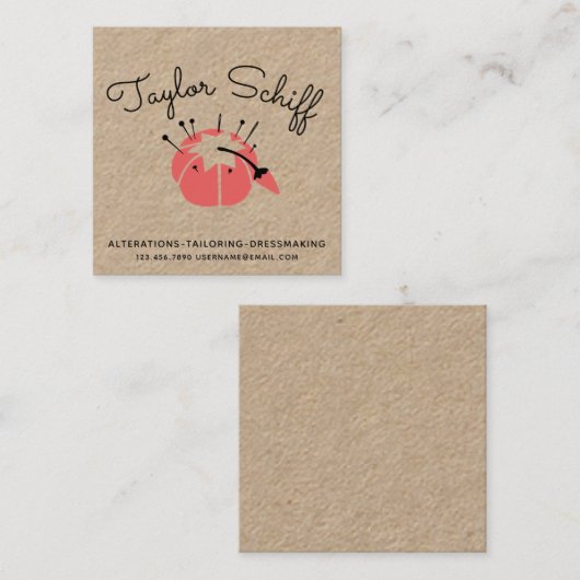 針差しのドレスメーカーの変化の名刺 スクエア名刺 (正面/裏面)