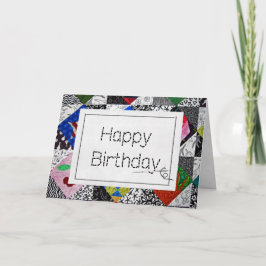 針熱狂する誕生日付きキルト カード
