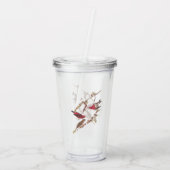 針葉樹のオードボンの紫のフィンチ赤い鳥 アクリルタンブラー (裏面)