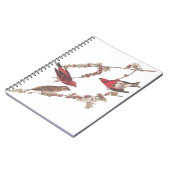 針葉樹のオードボンの紫のフィンチ赤い鳥 ノートブック (左側)