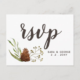 針葉樹素朴松コーンウェディングRsvp インビテーションポストカード