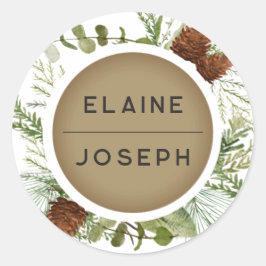 針葉樹素朴松コーン結婚の ラウンドシール