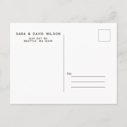 針葉樹素朴松コーン結婚式の日付を保存 案内ポストカード (裏面)